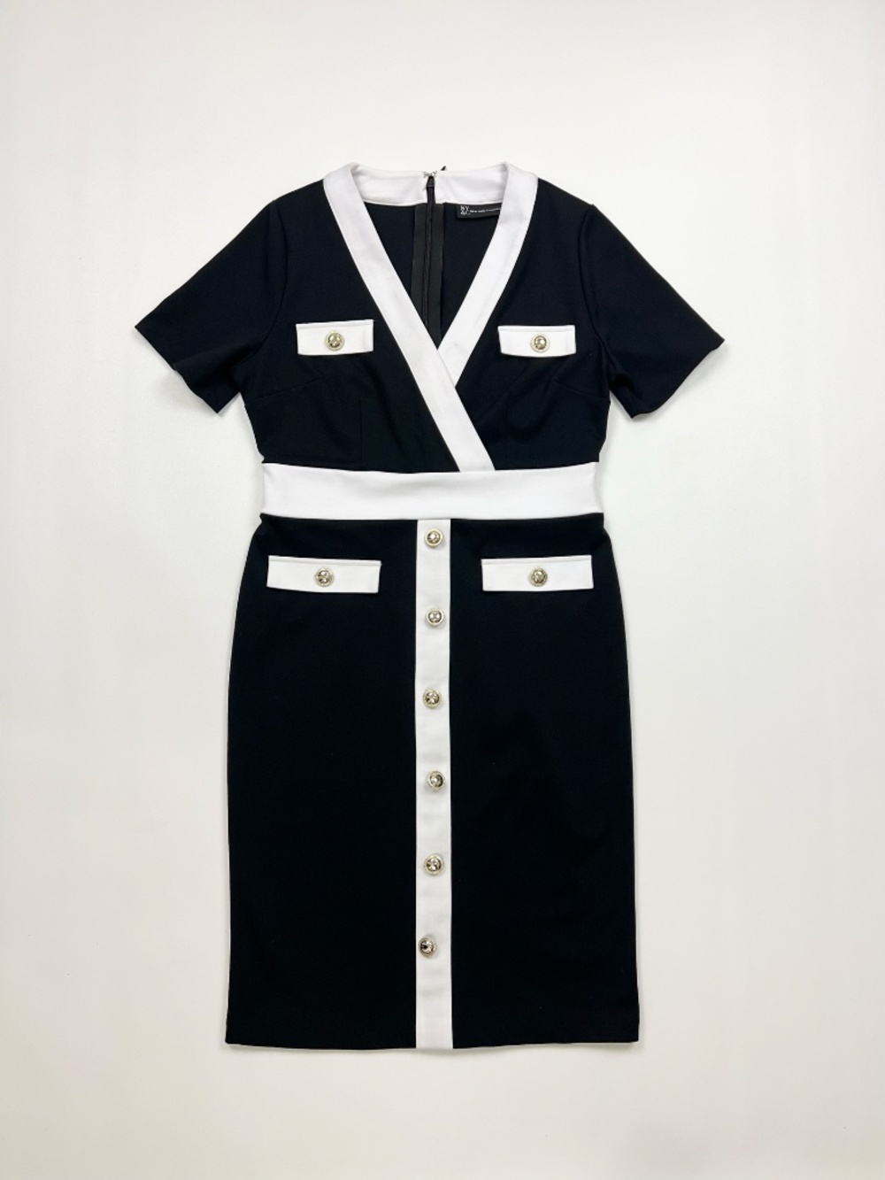 V-Neck Colorblock Ponte Sheath Dress Size M